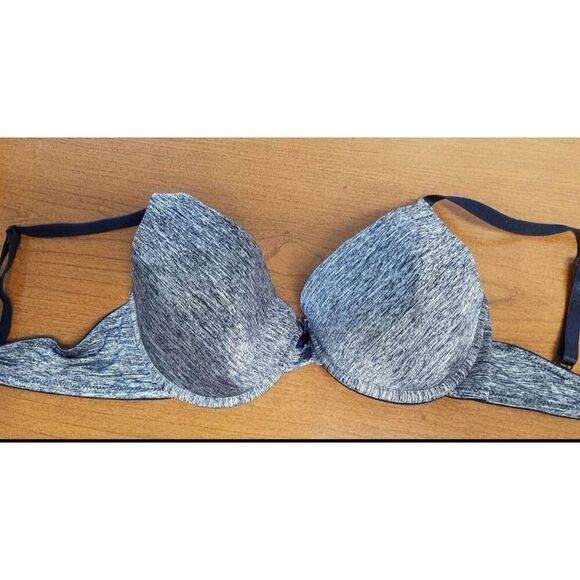 SET OF 2 36C Bras. 1-SO Aqua with lace wings. No underwire 1-no brand Navy space - Picture 11 of 11